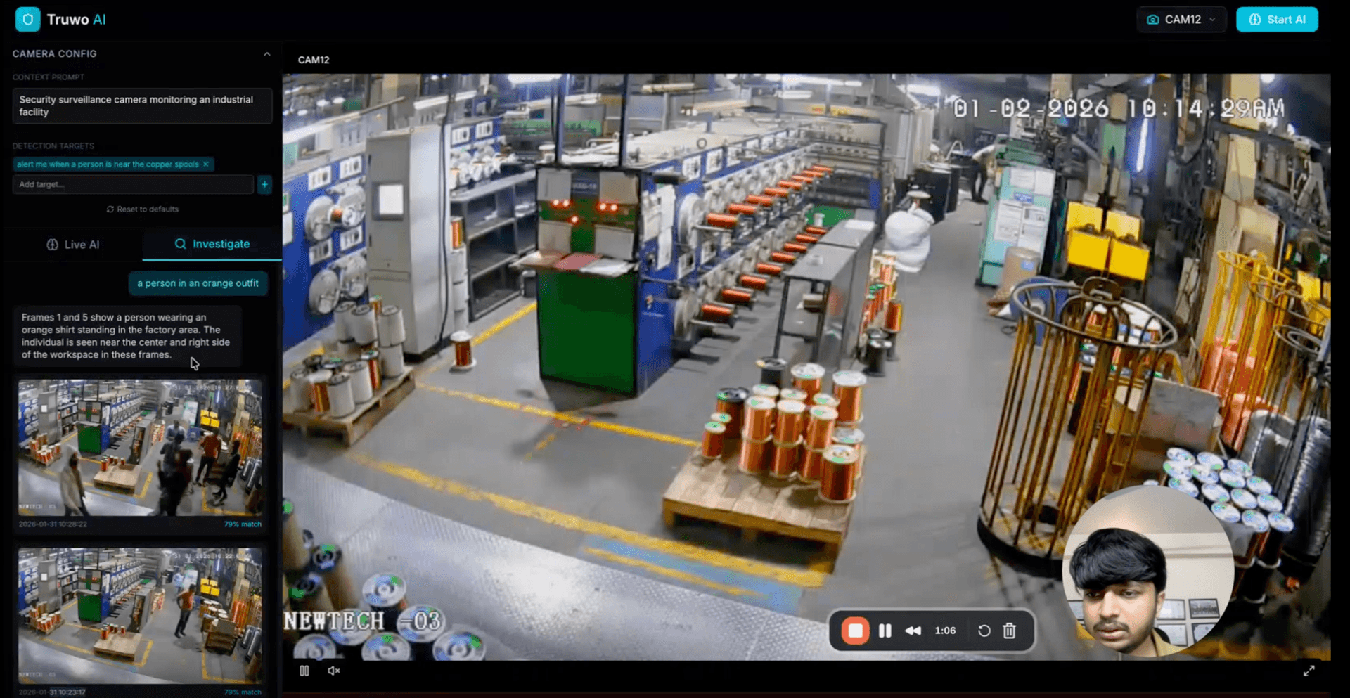 Truwo AI demo — real-time camera intelligence for manufacturing