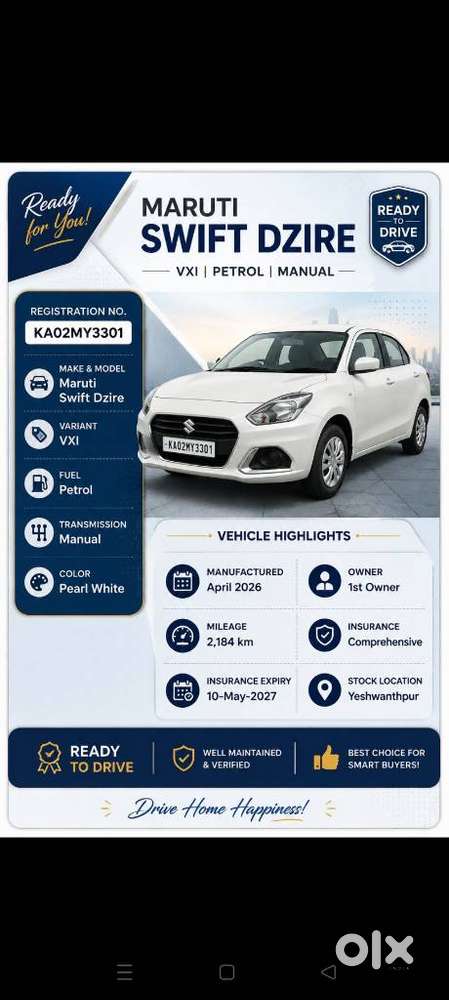 2026 VXI(O) MT — ₹7.90L on OLX